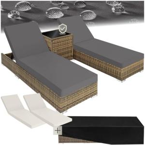 TecTake® Set 2 Tumbonas de Ratán y Aluminio   Mesa Jardín,…