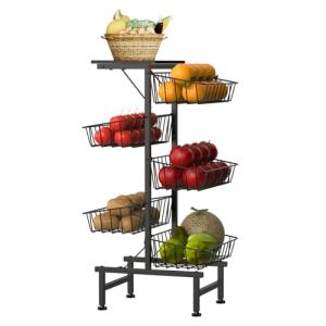 CADUKE Estantería para verduras de 6 pisos con ruedas, cest…