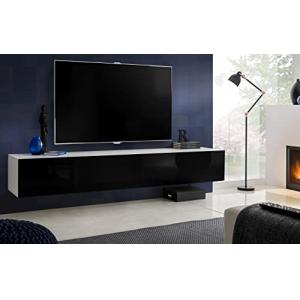 Komodee, Mueble Banco TV Loreto, Negro Brillante/Blanco Mat…