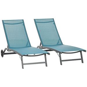 Outsunny Pack de 2 Tumbonas de Jardín Exterior Tumbonas Rec…