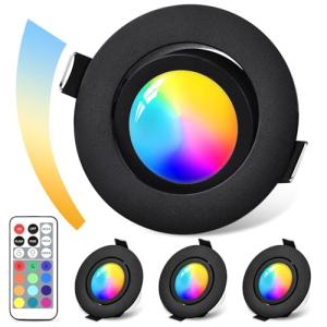 GeyouLux foco empotrado LED regulable RGB,IP44 aluminio Led…