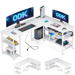 ODK Escritorio Gaming en Forma de L con Diseño Reversible,…