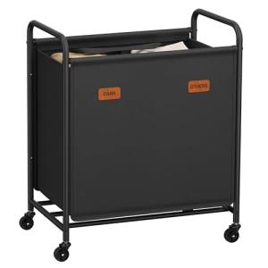SONGMICS Cesto de Ropa con Ruedas, Cesta de Ropa 2 Comparti…