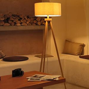 Aigostar Lámpara de Pie Salón Vintage de Madera Trípode, La…