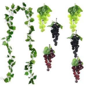 LATRAT 7 uvas de plástico, decoración de uva realista, frut…
