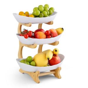 Goldeluxe Expositor de frutas de 3 niveles, soporte de made…