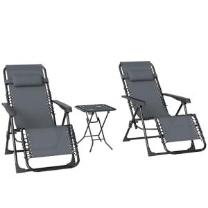 Outsunny Set de 2 Tumbonas Jardín Exterior Plegables con Me…