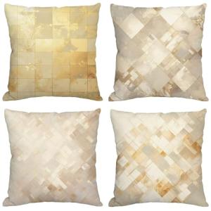 Fundas Cojines 80x80 cm Juego de 4 Beige Cojines Exterior I…