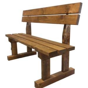 Banco de jardín elevado de madera de abeto, con respaldo, p…