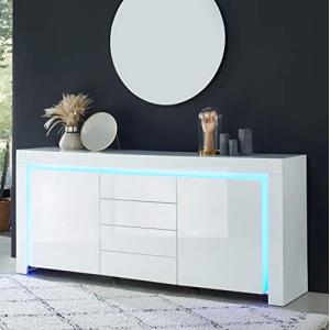 BAÏTA Suzane Aparador LED, Lacado, Blanco, L170cm