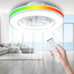 koueers Ventilador de Techo con Luz, Silencioso 30W, Ventil…