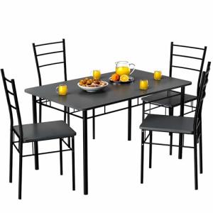 CASARIA® Mesa de Comedor con 4 Sillas Set 5 Pzs. Completo M…