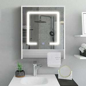 TUKAILAI Mueble de Baño Espejo Blanco con luz LED Soporte,…