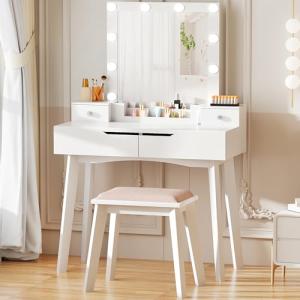 ANWBROAD Tocador Mesa de Maquillaje con Espejo Iluminado 10…