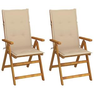 vidaXL 2X Madera Maciza Acacia Sillas de Jardín Reclinables…