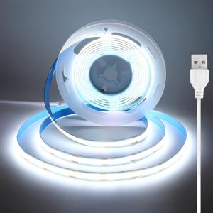 luktix USB Tira LED COB 2.5m, 5V Tira LED Blanco Frio con A…