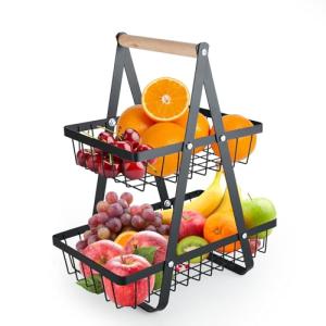 QinOustore Frutero con 2 niveles,Cesta de Cocina para Fruta…