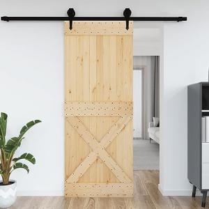 Baziroo Puerta de granero marrón 90 x 3,6 x 210 cm madera m…