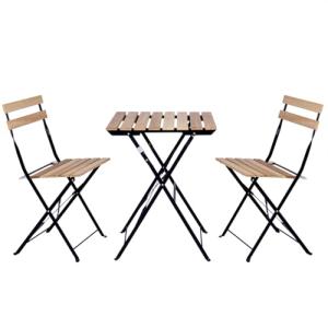 Set de 3 Muebles de Mesa y 2 Sillas, Jardín, Exterior, Pleg…