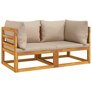 vidaXL Sofás modulares Esquina 2 uds Madera Acacia Cojines…