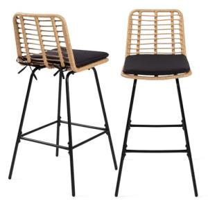 IDMarket – Juego de 2 taburetes de bar verano con efecto ra…