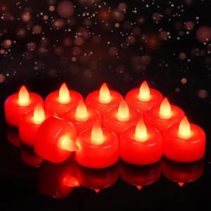 wisdom line Velas LED Eléctricas, 8 Piezas, Rojo, Sin Llama…