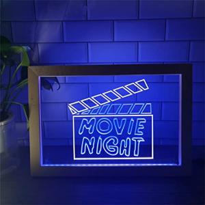 KEYQEEN Movie Night LED Letrero de neón, Cine Cine USB Marc…