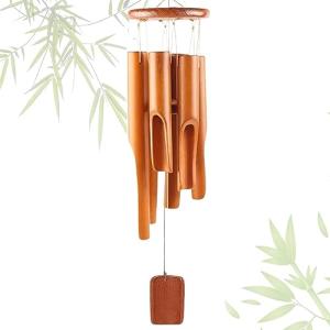 DONGDA Campanas de viento de bambú, 6 tubos, campanillas de…