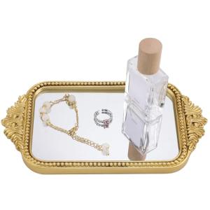 Navaris Bandeja Espejo - Bandeja Decorativa Dorada 23 x 13…