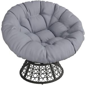 Yaheetech Sillón Papasan Giratorio 360°con Cojín Grueso de…