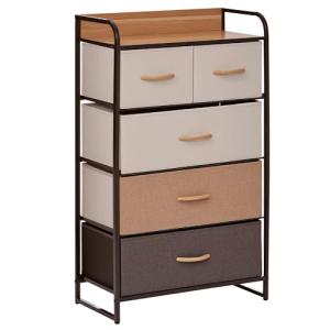 HOMCOM Cajonera de Tela Cómoda para Dormitorio con 5 Cajone…