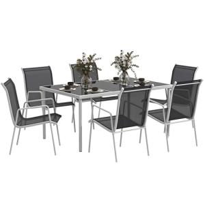 Outsunny Conjunto de Comedor de Exterior Juego de Comedor d…