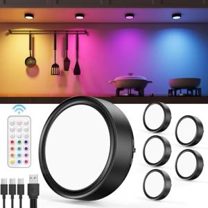 Luz Vitrina RGB Recargable USB, 2400mAh Luces LED Armario B…