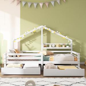 Moimhear Cama infantil con estante y dos cajones grandes co…