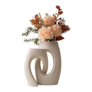 Juego de 2 Jarrones Donut Jarron de Ceramica Hueco Circular…