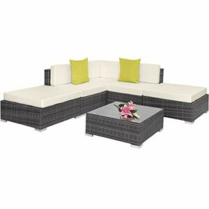 TecTake® Conjunto Jardín en Ratán y Aluminio con Cojines de…
