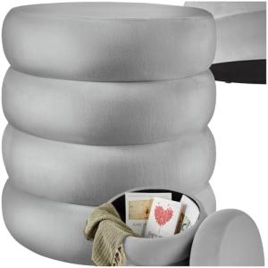 TecTake® Taburete Almacenaje Bouclé, Carga: 120 kg, MDF, Pu…