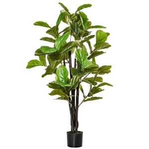 HOMCOM Ficus Artificial 130 cm Planta Artificial con 78 Hoj…