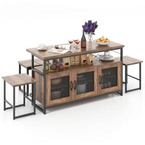 COSTWAY Juego de Mesa de Comedor de 4 Piezas, Juego de Isla…