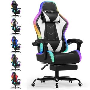 Devoko Silla Gaming con Masajeador y LED, Silla de Oficina…