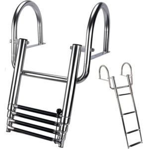 Escalera de baño de 4 peldaños, plegable, para barcos y pis…