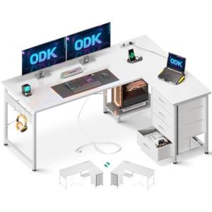 ODK Escritorio Esquinero con Cajones, Escritorio en L con E…