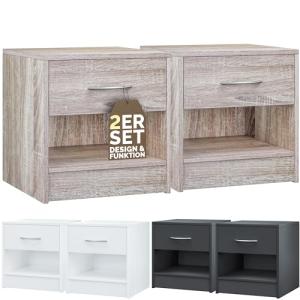 CASARIA® Set de 2 Mesitas de Noche Mesa Auxiliar Mueble Dor…