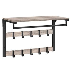 VASAGLE Perchero de Pared, Perchero Colgante con 10 Ganchos…