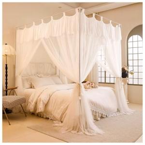 Vnook Dosel De Cama De 4 Postes con Volantes, Mosquitera De…