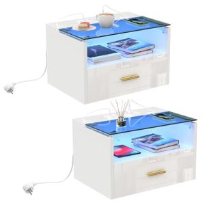 HaodaCulture Mesitas de Noche Flotantes, Set de 2, Mesita d…