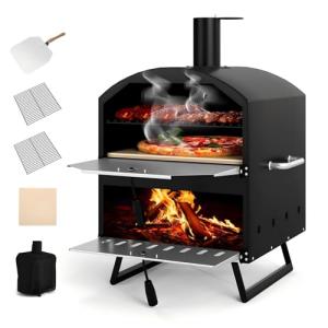KOMFOTTEU Horno de Pizza para Exterior con 2 Capas, Horno d…