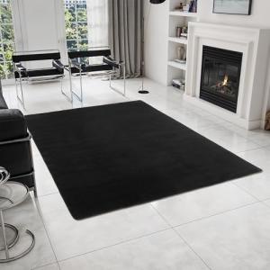 HomebyHome Alfombra Negro 140x200 cm Alfombra de Pelo Corto…
