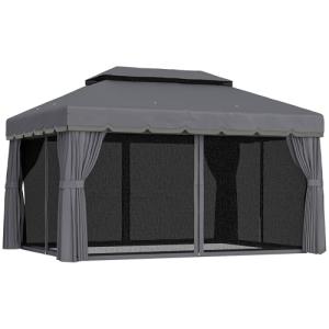 Outsunny Cenador para Jardín de Aluminio 4x3 m Pérgola de J…