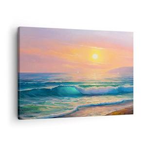ARTTOR Lienzos decorativos mar ola orilla Cuadro Sobre Lien…